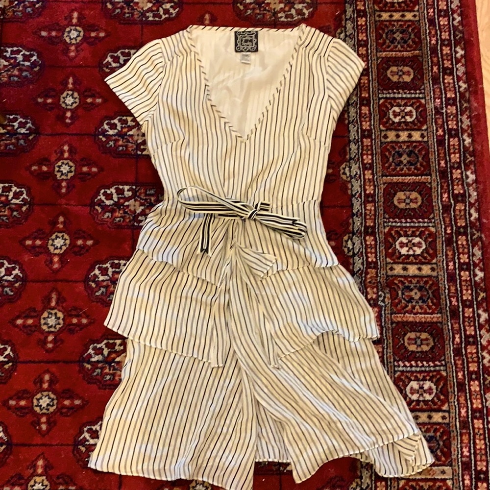Silk striped dress with frills (size 4)
